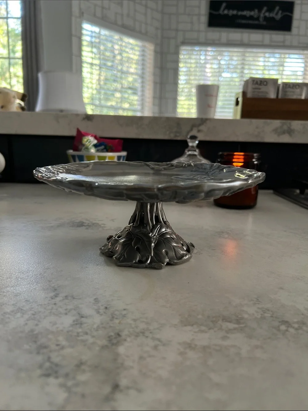 Arthur Court Silver Tone Grape & Leaf Round Serving Tray